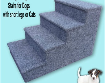 Pet Steps for small Dogs, Dog Steps gray color, Small to Medium Dogs. Four steps. 16" High x 15" Wide x 23" Deep.
