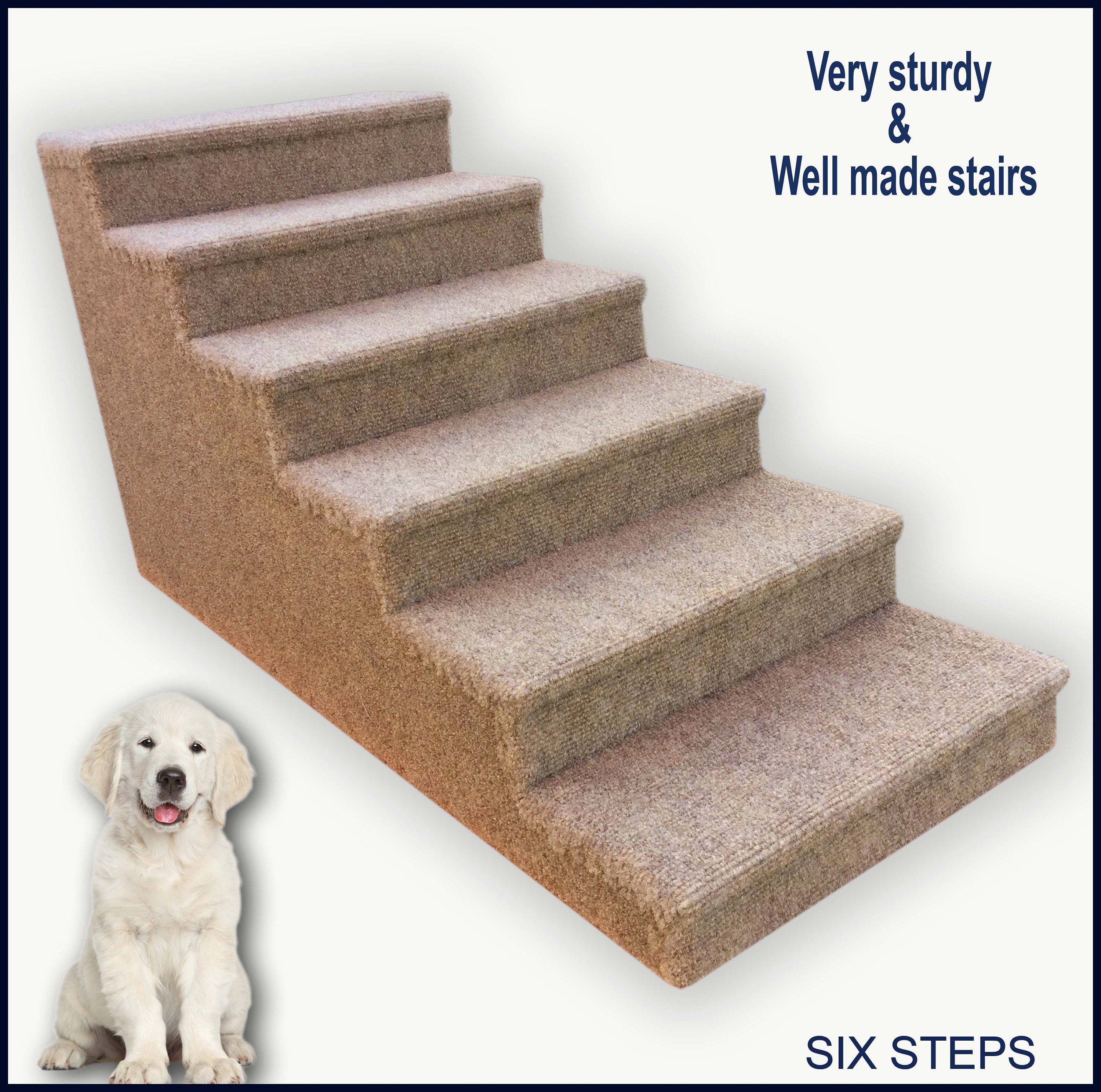 Pet Steps in Beige Color For Dogs Or Cats, Dog Steps, Small To Medium Dogs. Six Steps. 18 High X 15 Wide 35 Deep