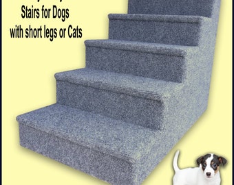 Pet Steps for small Dogs, Dog Steps gray color, Small to Medium Dogs. Five steps. 20" High x 15" Wide x 29" Deep.