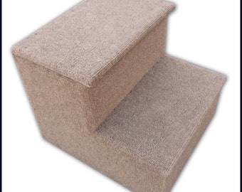 Sturdy Dog Steps Light Beige 15 H x 16 W x 16 D. Pet Stairs Carpeted. Pet Supplies, Pet Steps for Dogs or Cats. Veterinarian recommended.