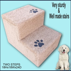 Sturdy Dog Steps with paw prints. 18 H x 18 W x 24 D. Cat / Dog steps. image 1