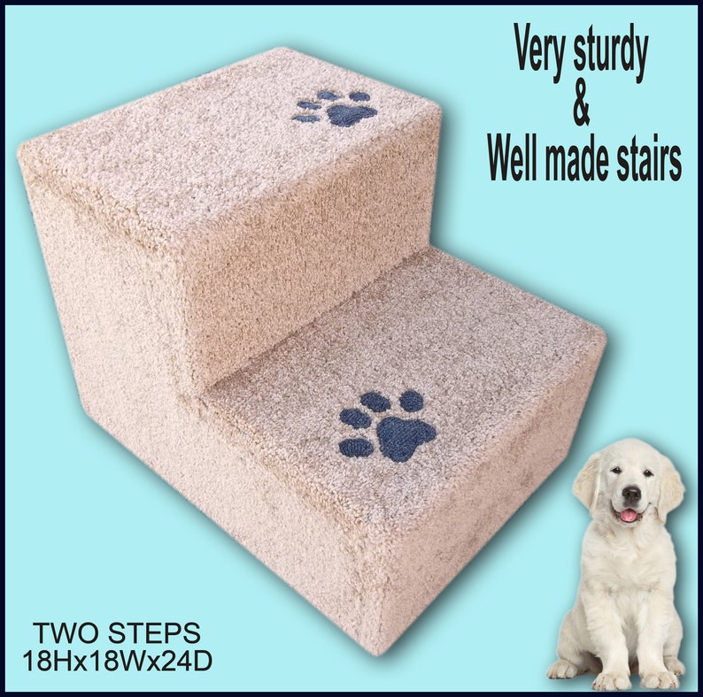 Sturdy Dog Steps with paw prints. 18 H x 18 W x 24 D. Cat / Dog steps. image 1