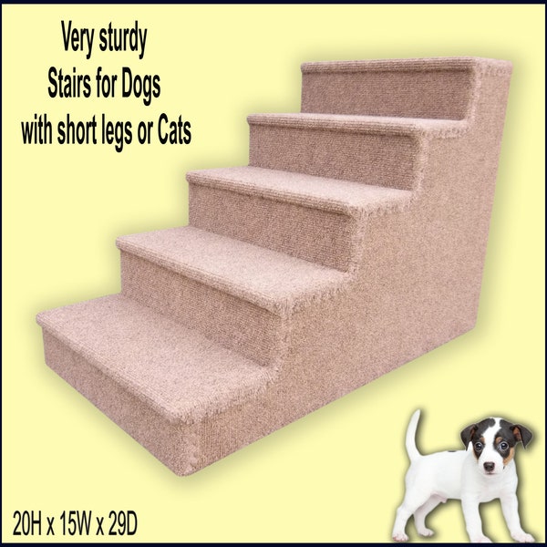 Dog steps for Dogs or Cats, Dog Steps, Small to Medium Dogs. Five steps. 20" High x 15" Wide x 29" Deep.