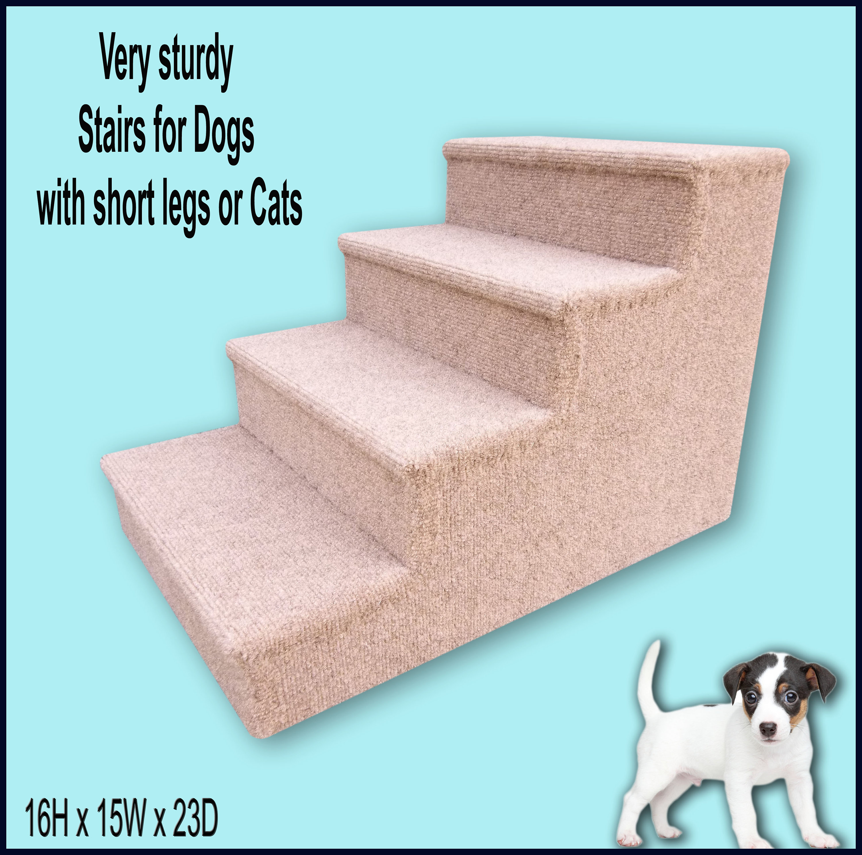 Dog Steps For Dogs Or Cats, Steps, Small To Medium Dogs. Four Steps. 16" High X 15" Wide 23" Deep