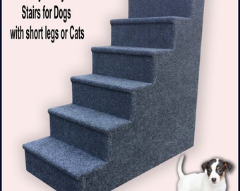 Pet Steps for small Dogs or Cats, Dog Steps gray color, Small to Medium Dogs. Six steps, Dogs with short legs. 30 High x 15 Wide x  30 Deep.