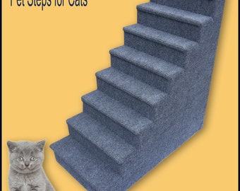 Pet Steps for Cats, gray color, eight steps, 30 High x 15 Wide x 30 Deep.