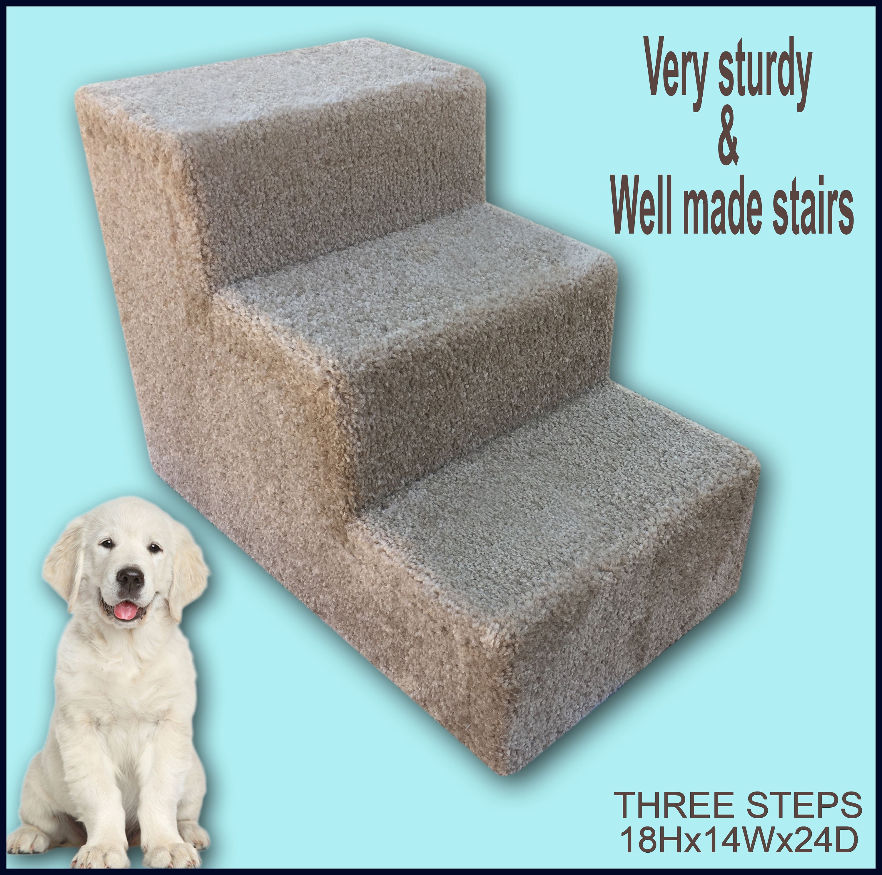 18 Tall Wooden Dog Steps, Pet Stairs For Dogs Or Cats