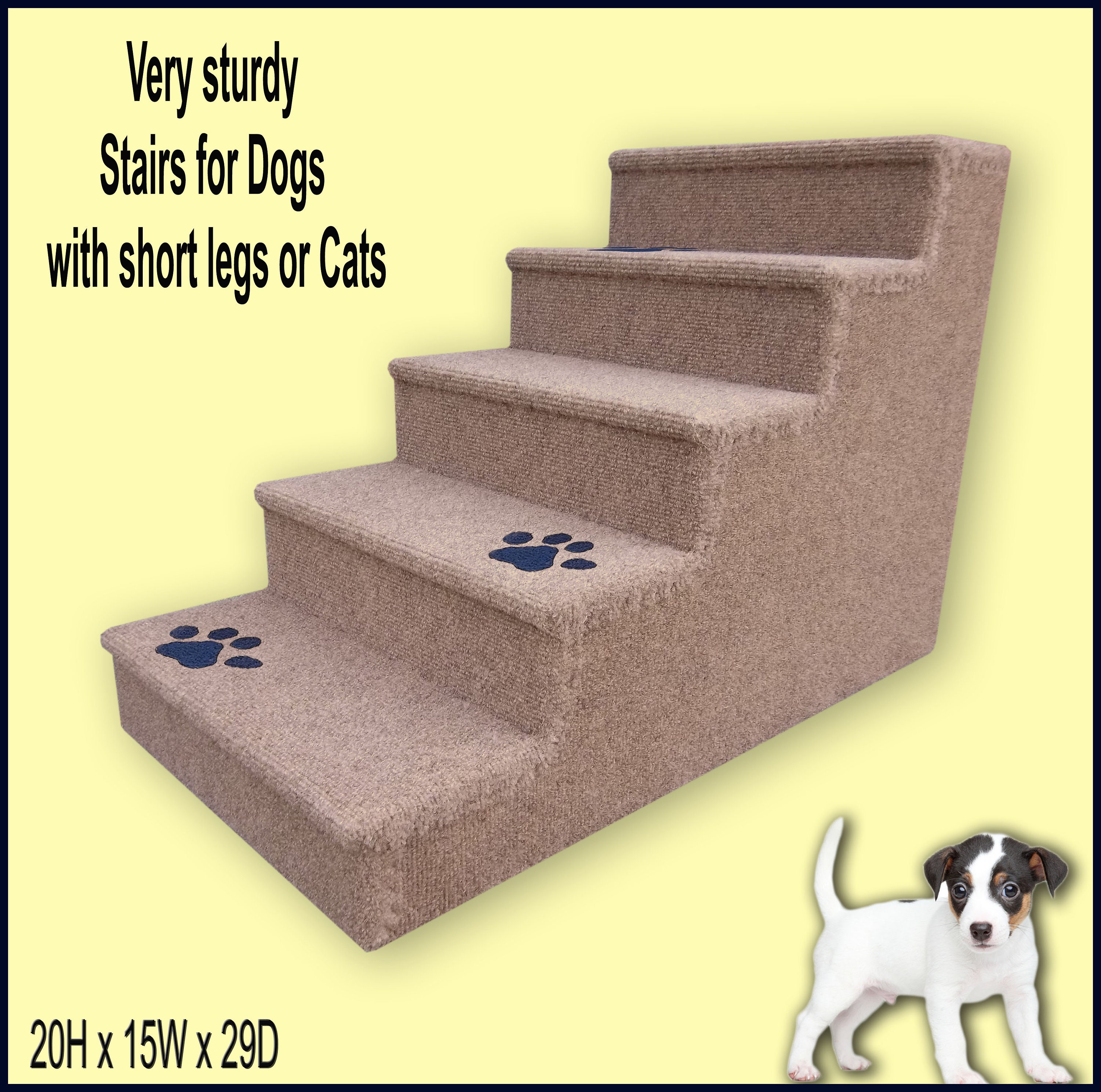 Dog Steps With Paw Prints For Dogs Or Cats, Steps, Small To Medium Dogs. Five Steps. 20" High X 15" Wide 29" Deep