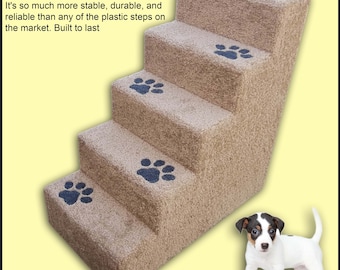 Sturdy Dog Steps, 30'H with paw prints.