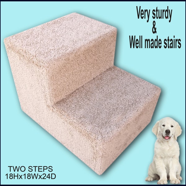 Sturdy Dog Steps. 18'' H x 18'' W x 24'' D. Cat / Dog steps. Doggy stairs, Pet furniture, Puppy steps, Pet Supplies.