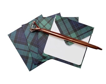 4 Plaid Mini Envelopes with Blank Note Cards, Blank Mini Cards, Blank Wedding Cards, Blank Cards, Advice Cards, Favor Cards Set of 4