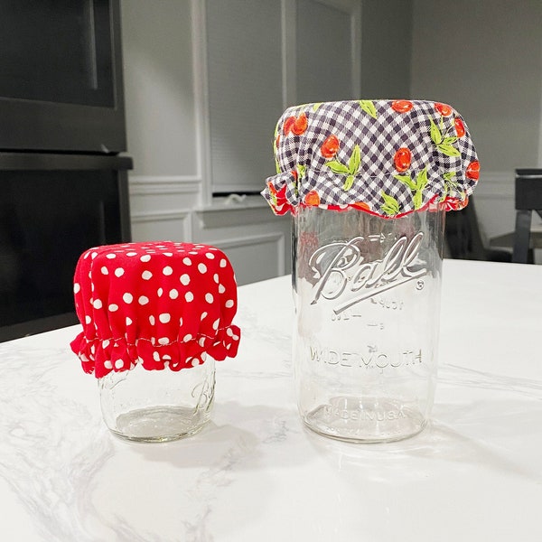 Reusable Jar Cover for Kitchen, Reversible Jar Cozy for Sourdough Starter or to Prevent Bugs! Mason Jar Cover