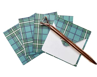 4 Plaid Mini Envelopes with Blank Note Cards, Blank Mini Cards, Blank Wedding Cards, Blank Cards, Advice Cards, Favor Cards Set of 4