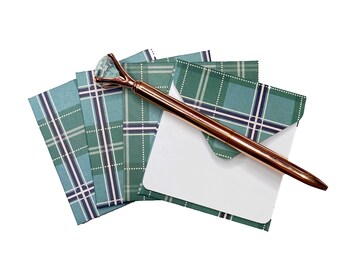 4 Plaid Mini Envelopes with Blank Note Cards, Blank Mini Cards, Blank Wedding Cards, Blank Cards, Advice Cards, Favor Cards Set of 4