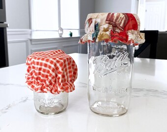 Reusable Jar Cover for Kitchen, Reversible Jar Cozy for Sourdough Starter or to Prevent Bugs! Mason Jar Cover