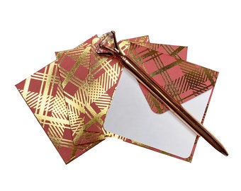 4 Plaid Mini Envelopes with Blank Note Cards, Blank Mini Cards, Blank Wedding Cards, Blank Cards, Advice Cards, Favor Cards Set of 4