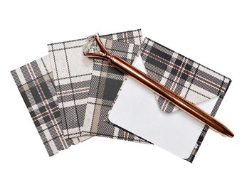 4 Plaid Mini Envelopes with Blank Note Cards, Blank Mini Cards, Blank Wedding Cards, Blank Cards, Advice Cards, Favor Cards Set of 4