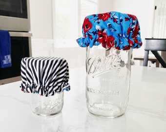 Reusable Jar Cover for Kitchen, Reversible Jar Cozy for Sourdough Starter or to Prevent Bugs! Mason Jar Cover