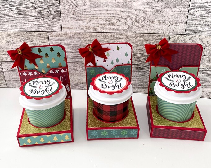 Coffee Cup Gift Card Holder W/ Mini Coffee Cup, Gift Card Holder Xmas ...