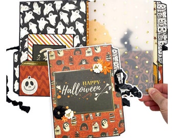 Album photo d'Halloween | Journal d'Halloween | Album photo de scrapbooking Halloween | Mini album d'Halloween | Album journal d'Halloween