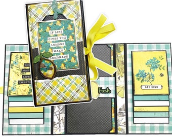 Lemon Themed Album! Summer Album, Summer Photo Album for Photos and Journaling, Summer Scrapbook Album, Waterfall Folio Album, Lemon Album