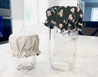 Reusable Jar Cover for Kitchen, Reversible Jar Cozy for Sourdough Starter or to Prevent Bugs! Mason Jar Cover