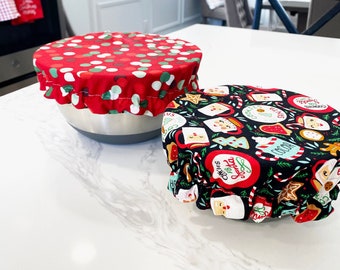 Christmas Reusable Bowl Covers for Kitchen, Reversible Bowl Cozy for Bread Proofing or to Prevent Bugs!