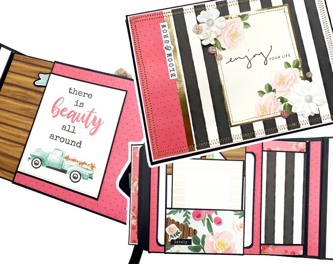 Floral Mini Album, Springscrapbook Album, Flower Album Folio, Mini Album Handmade, Mini Photo