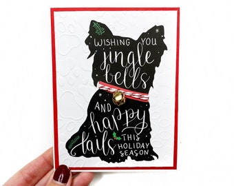 Pet Christmas Card, Dog Christmas Card, Dog Holiday Card, Yorkie Christmas Card, Jingle Bell Card, Handmade Holiday Card