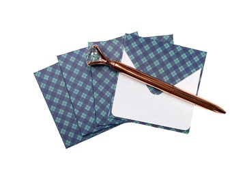 4 Plaid Mini Envelopes with Blank Note Cards, Blank Mini Cards, Blank Wedding Cards, Blank Cards, Advice Cards, Favor Cards Set of 4