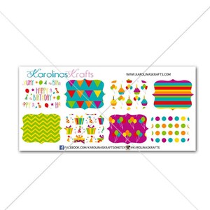 8 Birthday Fancy Stickers for Plum Paper Planners! Cut for Plum Paper but can be customized to fit other planners! #SQ00040