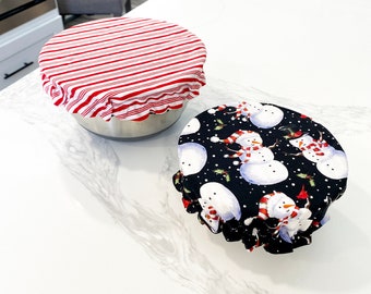 Christmas Reusable Bowl Covers for Kitchen, Reversible Bowl Cozy for Bread Proofing or to Prevent Bugs!