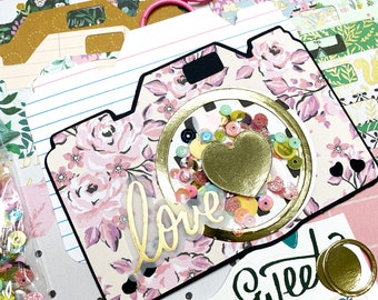 Floral Camera Shaped Album KIT! Shaped Camera Mini Album Kit, Spring Photo Album Kit for Photos and Journaling