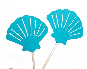 Seashell Cupcake Toppers, Under the Sea Cupcake Topper, Underwater Party Decorations, Under the Sea Party Decorations for Birthday