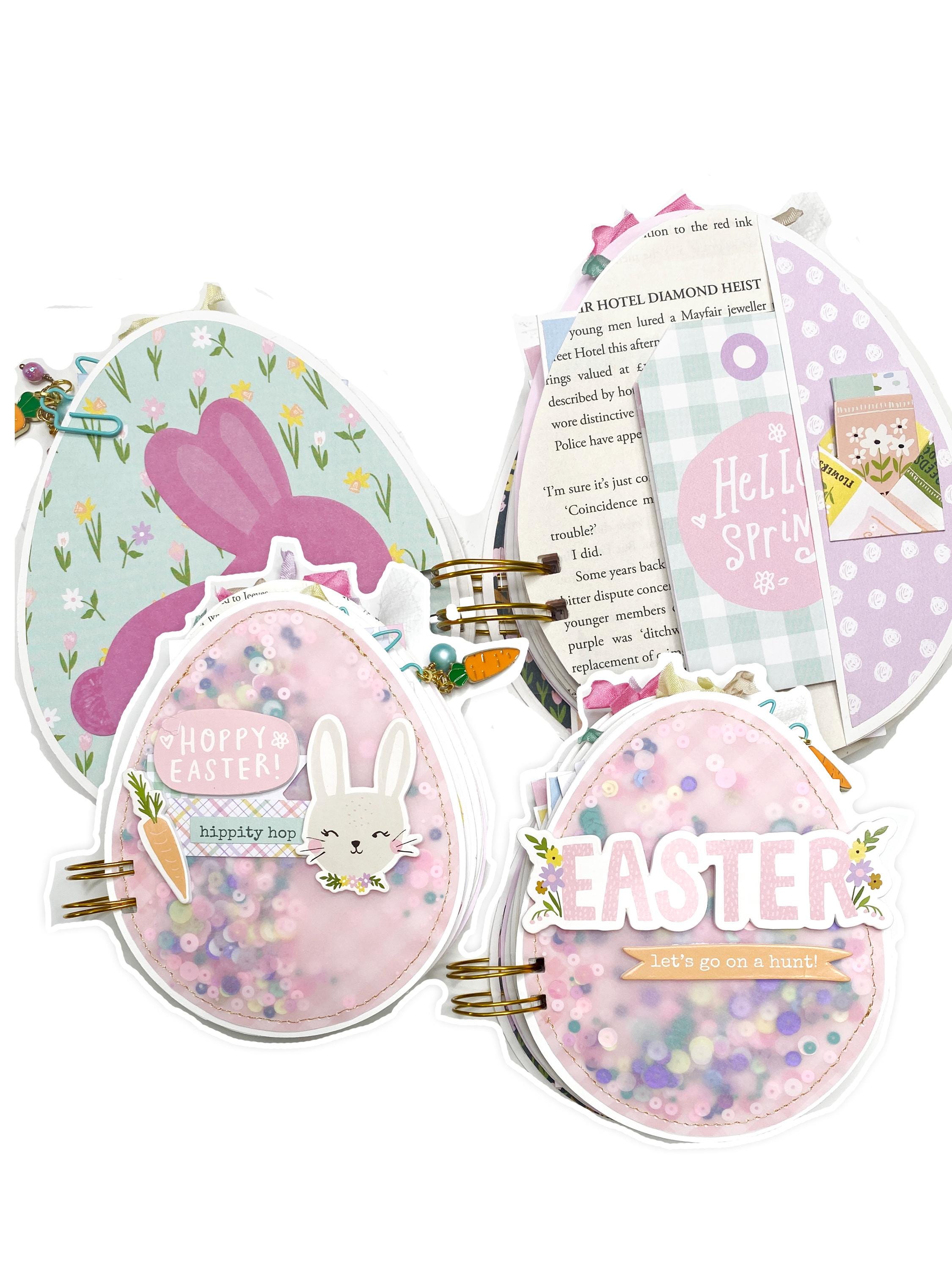 Easter Egg Shaped Shaker Albums, Handmade Easter Journal Album, Easter Junk Journal, Easter Journal Notebook Album
