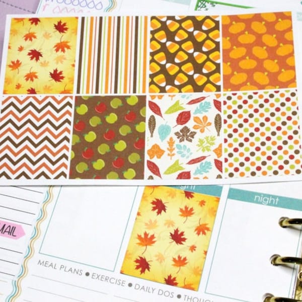 40% OFF: 8 Fall Harvest Squares! Perfect for your Erin Condren Life Planner, Filofax, Kikkik, Plum Paper, or scrapbooking! #SQ00668