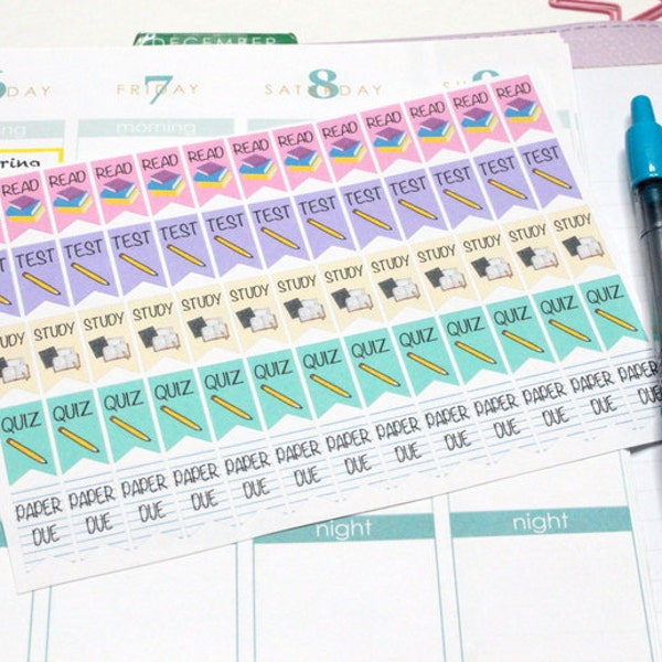 65 adesivi di marcatore scuola attività bandiera! Perfetto per il tuo Erin Condren Life Planner, Filofax, prugna carta & scrapbooking! #SQ00472
