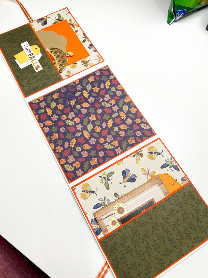 Fall Foldable Handmade Fall Trifold Folio Card, Autumn Mini Album - Etsy