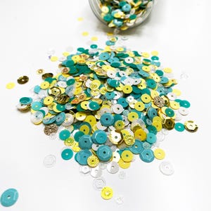 Sequin Mix &quot;Pineapple Paradise&quot;, Shaker Confetti Mix for Crafting and Scrapbooking, Sequin Confetti Mix