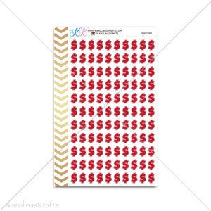 Red money sign Stickers for planner, calendar! Functional planner stickers payday sticker functional sticker financial sticker #SQ00387