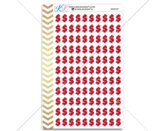 Red money sign Stickers for planner, calendar! Functional planner stickers payday sticker functional sticker financial sticker #SQ00387