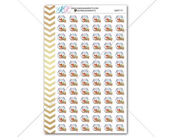 Small Feed Fish Stickers for planner, calendar! Functional planner stickers chore sticker functional sticker pet sticker #SQ00172