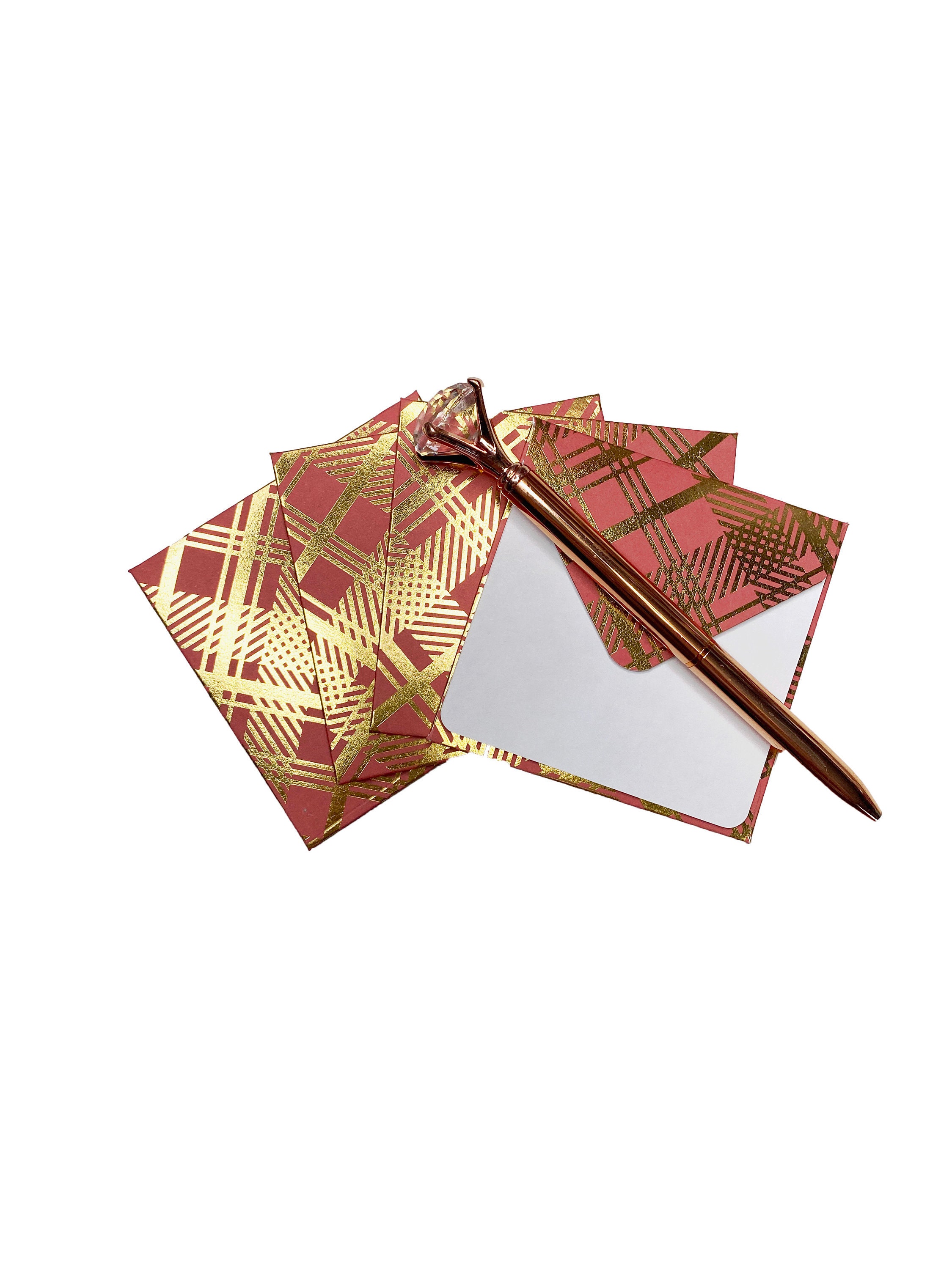 Note Cards Paper & Party Supplies 4 Plaid Mini Envelopes with Blank