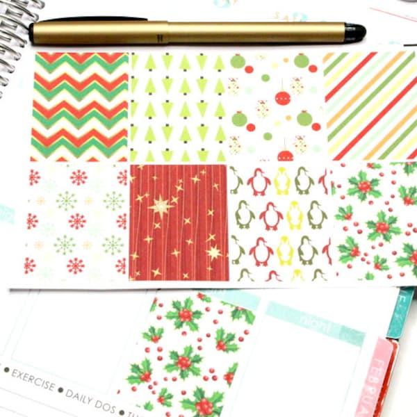 40% OFF 8 Christmas Holiday Squares! Perfect for your Erin Condren Life Planner, Filofax, Kikkik, Plum Paper, scrapbooking! #SQ00662