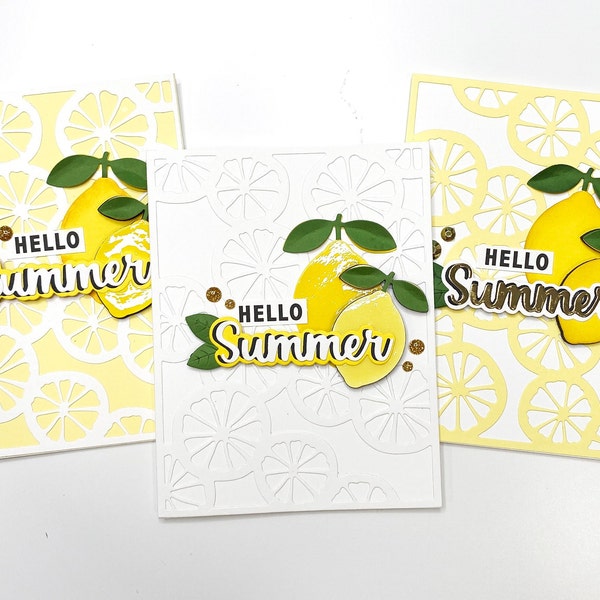 Hello Summer Card, Lemon Card, Handmade Cards, Handmade Gift, Summer Greeting Card, Summer Birthday Card