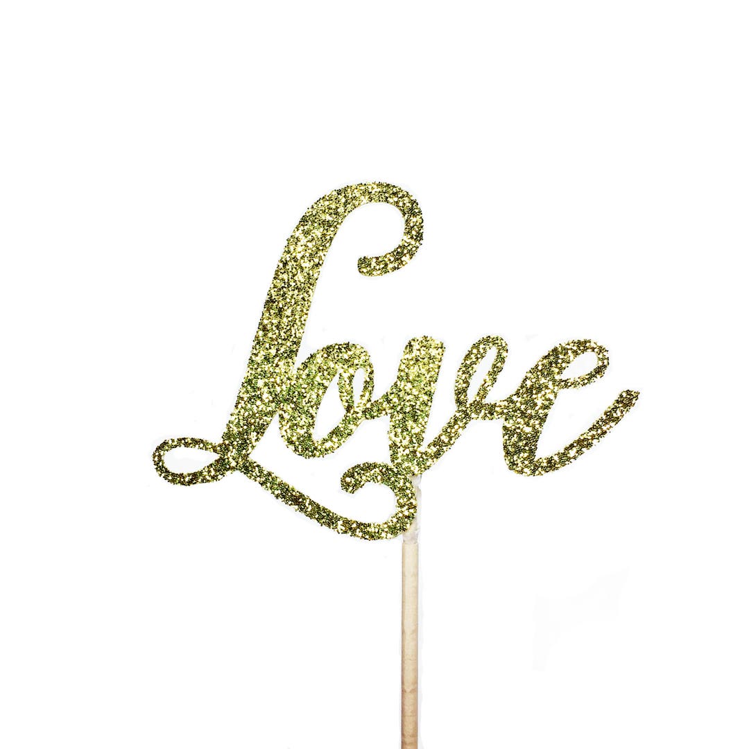 Gold Love Cupcake Toppers, Wedding Cupcake Toppers, Bridal Shower