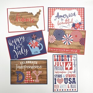 6 tarjetas del 4 de julio hechas a mano, tarjetas de verano con sobres, juego de 6 tarjetas del 4 de julio, tarjetas americanas en blanco con sobres