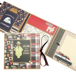 Camping Folio Album, Maskulines Fotoalbum, Camp Scrapbook, Camping Ausflug Fotoalbum oder Wandern Mini Album Folio, Sommercamp oder Boyscouts