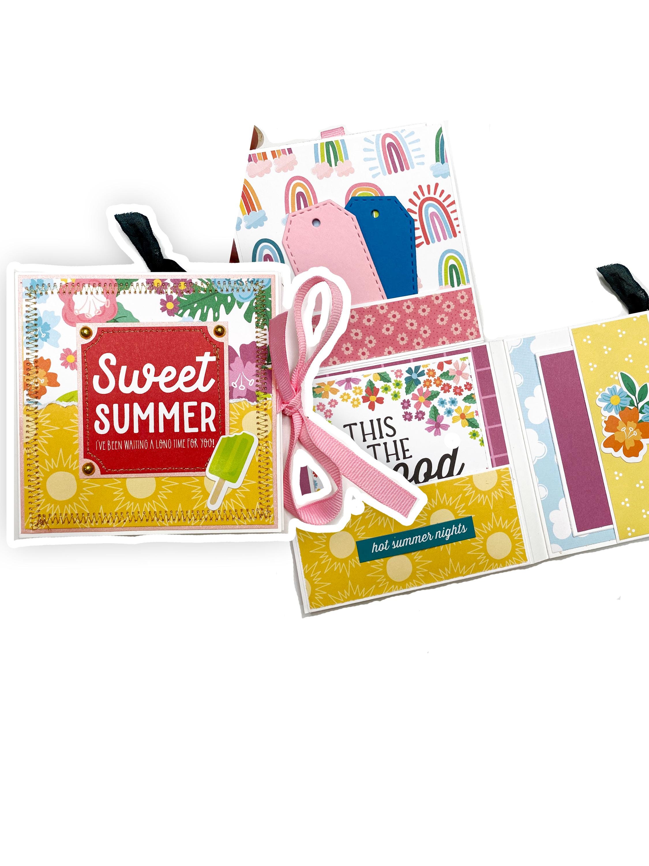 Summer 4x4 Mini Album, Summer Scrapbook Album, Summer Photo album, Mini Album Handmade, 4x4 Mini Album Gift for him/her