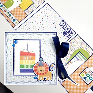 Carte folio à trois volets d'anniversaire pour garçon, carte d'anniversaire, carte d'anniversaire avec espace pour les photos également, mini album d'anniversaire